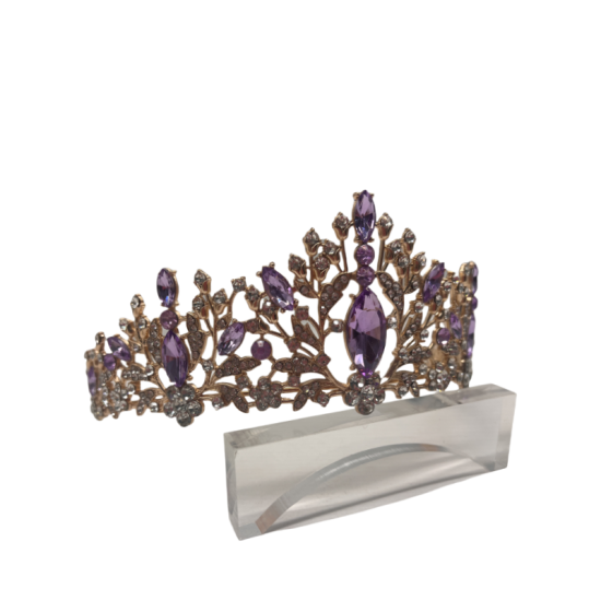Purple Crown Retro Alloy Rhinestone Crown Headband High-End Jewelry