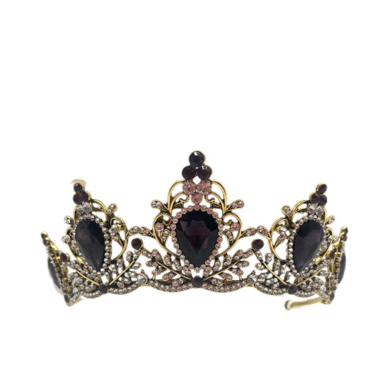 Purple Crown Retro Alloy Rhinestone Headband High-Grade Crown