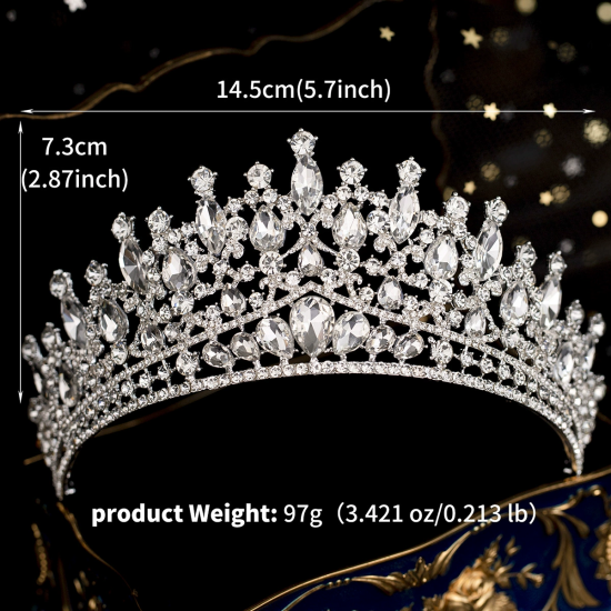 Luxury Diamond Crystal Crown Crown Female Wedding Headdress Alloy Crown