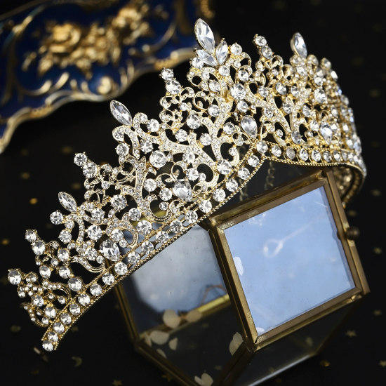 Handmade Super Shiny Rhinestone Crown Retro Hair Accessories Diamond Crown