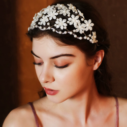 Pearl Pressed Hairband Sweet Flower Headdress Handmade Beaded Hairband