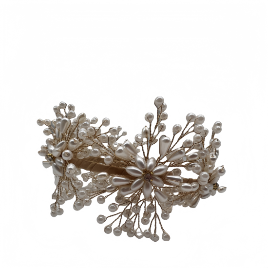 Pearl Pressed Hairband Sweet Flower Headdress Handmade Beaded Hairband