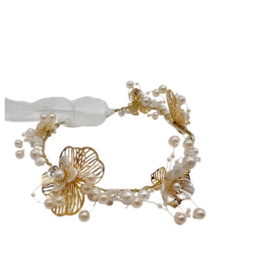 Flower Wreath Braided Headband Flower Girl Pearl Headdress