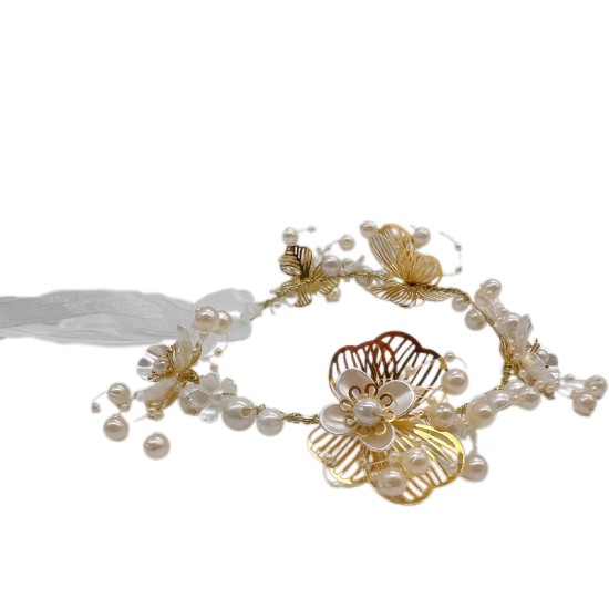 Flower Wreath Braided Headband Flower Girl Pearl Headdress