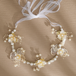Flower Wreath Braided Headband Flower Girl Pearl Headdress