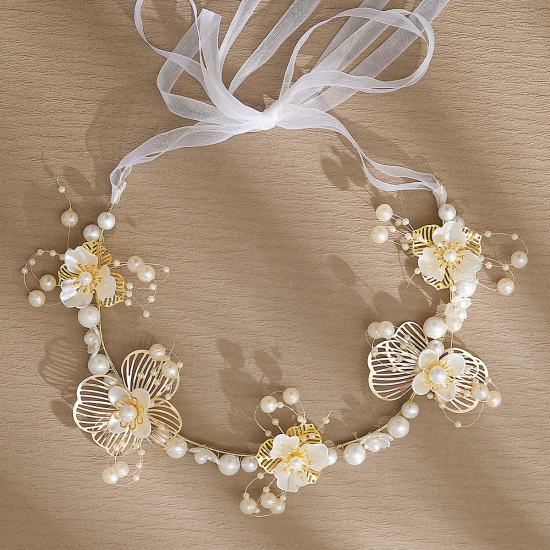 Flower Wreath Braided Headband Flower Girl Pearl Headdress
