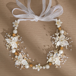Sweet and Fairy Flower Garland Braided Headband Flower Girl Pearl Headdress