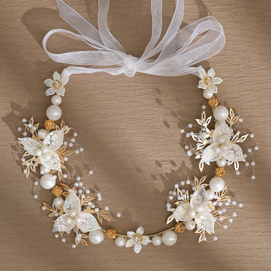 Sweet and Fairy Flower Garland Braided Headband Flower Girl Pearl Headdress