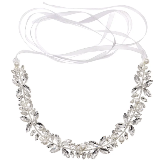 Super Shiny Rhinestone Soft Chain Pearl Handmade Beaded Headband