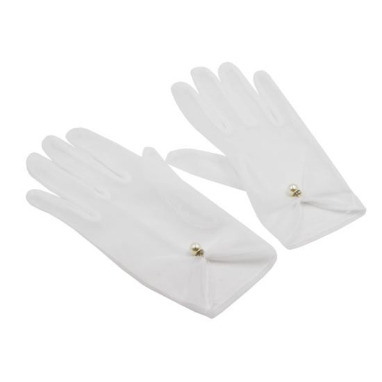 Satin Pearl Gloves Elegant Vintage White Short Gloves