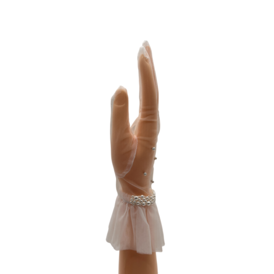 Versatile Elegant Pleated Lace Pearl Short Wedding Gloves