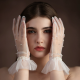 Versatile Elegant Pleated Lace Pearl Short Wedding Gloves